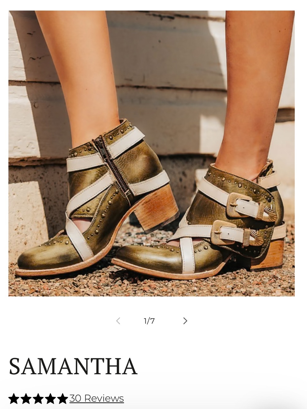 freebird Olive and Cream Buckle Ankle Boots NEVER BEEN WORN